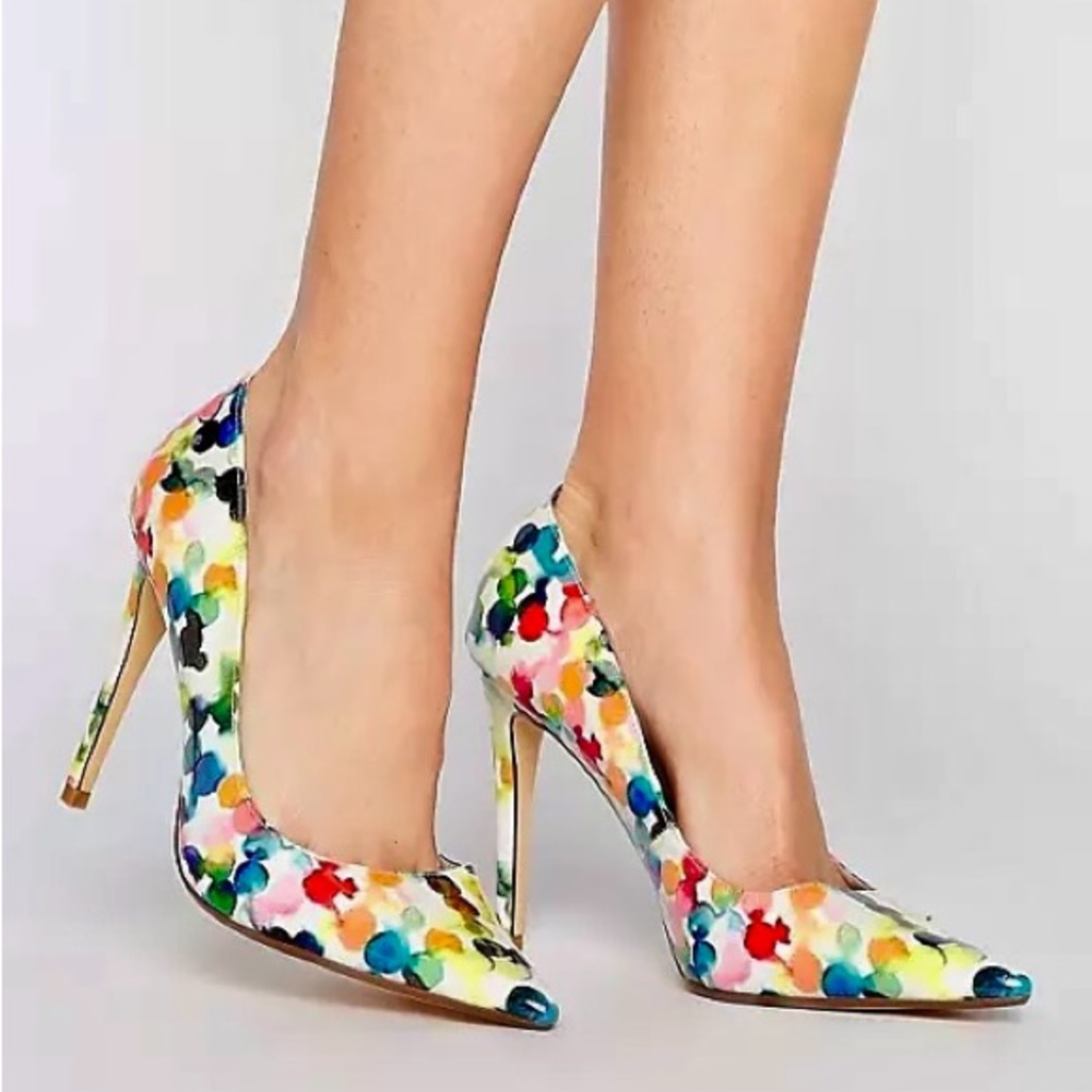 Dune London multicoloured patent heels NWOT